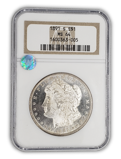 1891 Morgan Silver Dollar San Francisco - NGC MS64 Sight White