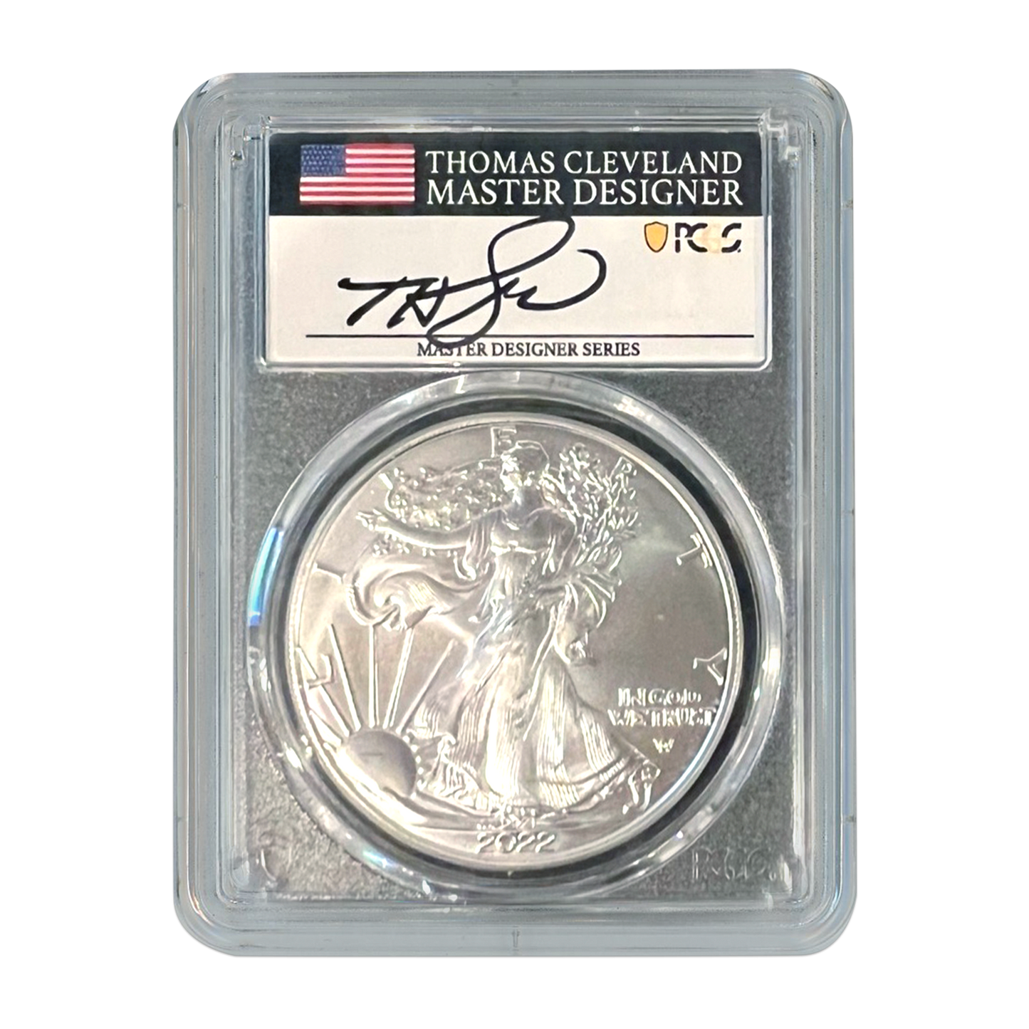 2022-W  Silver Eagle PCGS MS70 Thomas Cleveland Signature Label