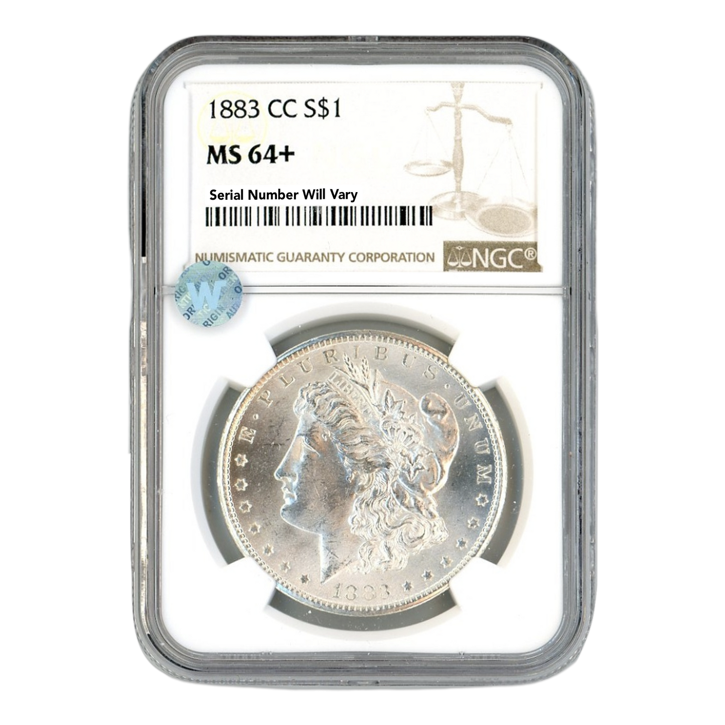 1883 Morgan Silver Dollar Carson City - NGC MS64+ Sight White