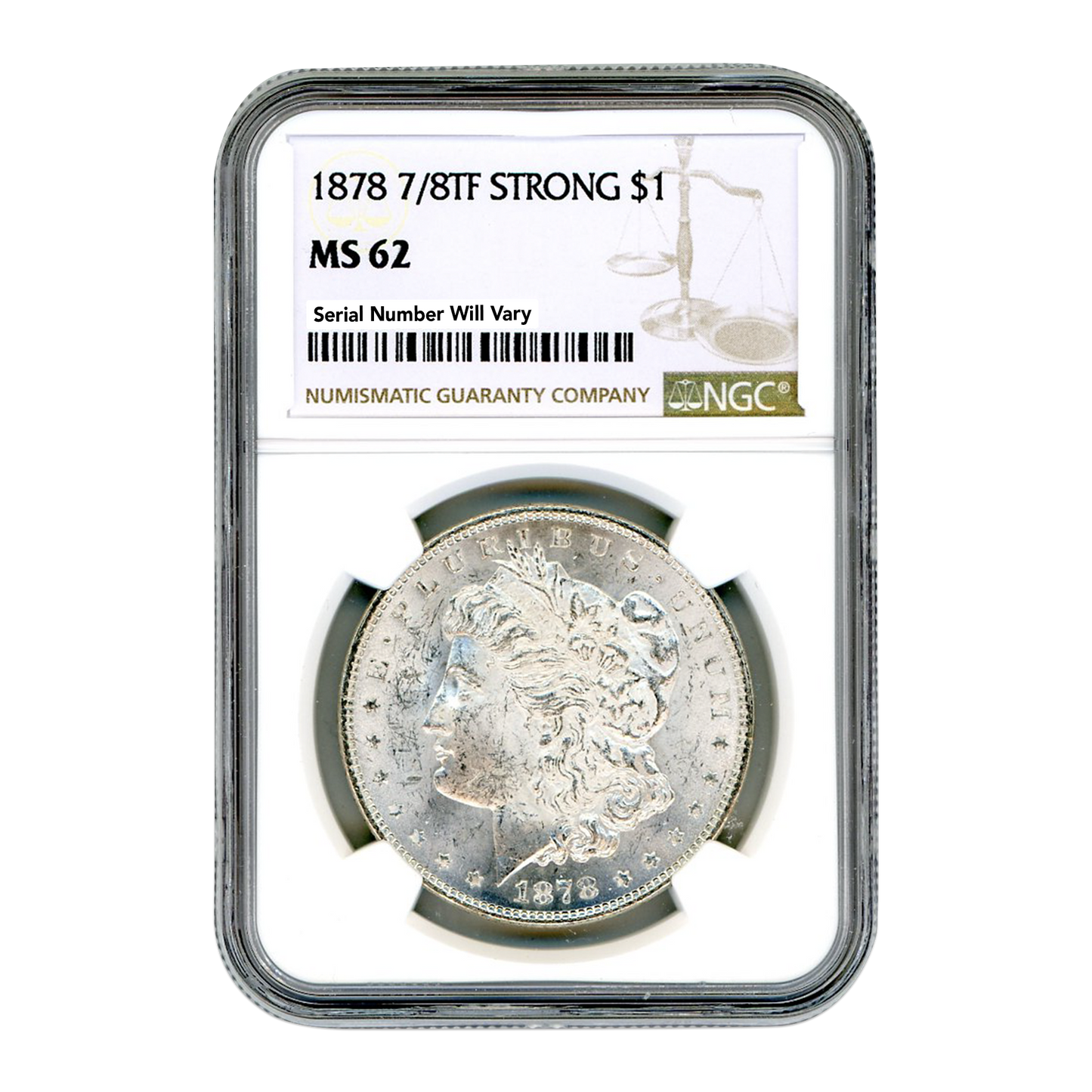 1878 Morgan Silver Dollar 7/8 Tailfeathers - Strong - NGC MS62