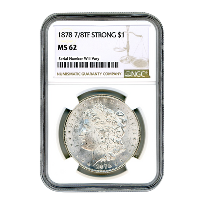 1878 Morgan Silver Dollar 7/8 Tailfeathers - Strong - NGC MS62