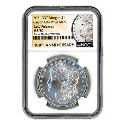 2021 'CC' Morgan Silver Dollar Carson City Privy Mark - Early Releases - NGC MS70