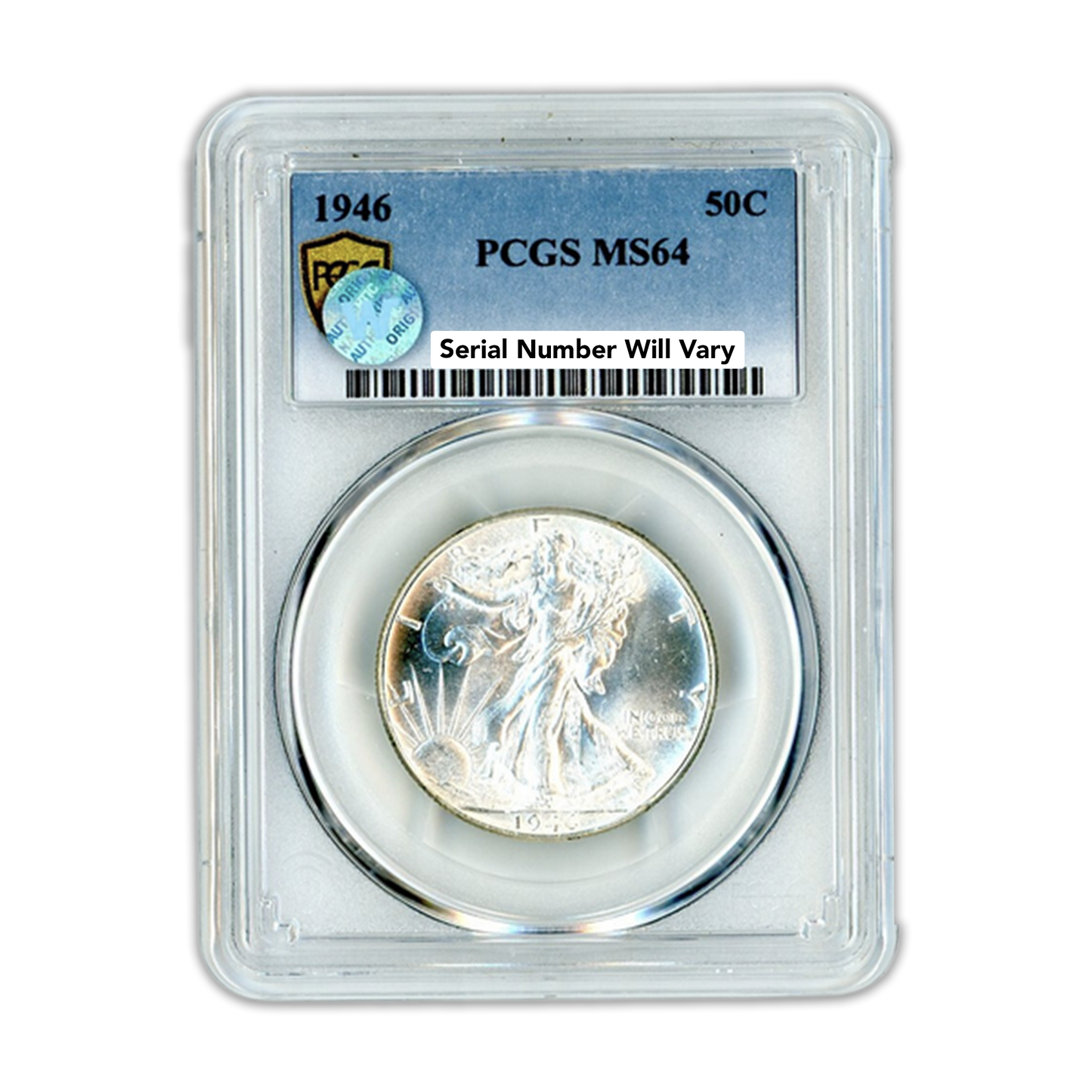 1946 Walking Liberty Silver Half Dollar Philadelphia - PCGS MS64 Sight White