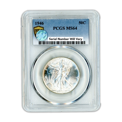 1946 Walking Liberty Silver Half Dollar Philadelphia - PCGS MS64 Sight White