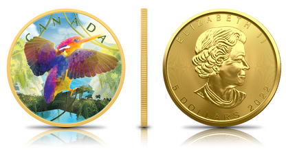 2022 1 oz Colours of Paradise Maple Leaf 3 Coin Set 24K Gold Plating