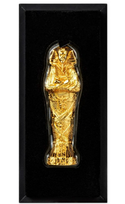 2022 Solomon 5 oz Tutankhamun Sarcophagus Silver - 3D Shape with Gold Plating