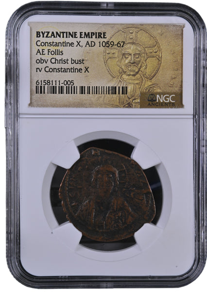 AD 1059-67 Byzantine Empire - Constantine X AE Follis - NGC High