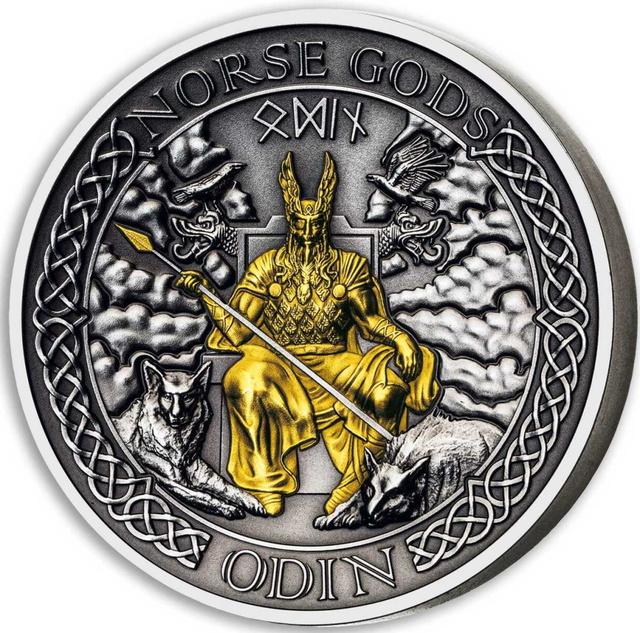 2021 Norse Gods Odin 2 Oz Silver - Cook Islands - Antiqued